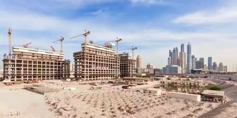 Under construction site view of off plan properties in Dubai